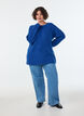 Dzianinowy sweter ze skosnym wzorem i raglanowymi rekawami, Niebieskie, Model image number 1