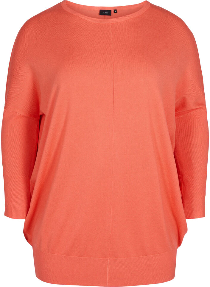 Dzianinowy sweter z&nbsp;okraglym dekoltem, Living Coral, Packshot image number 0
