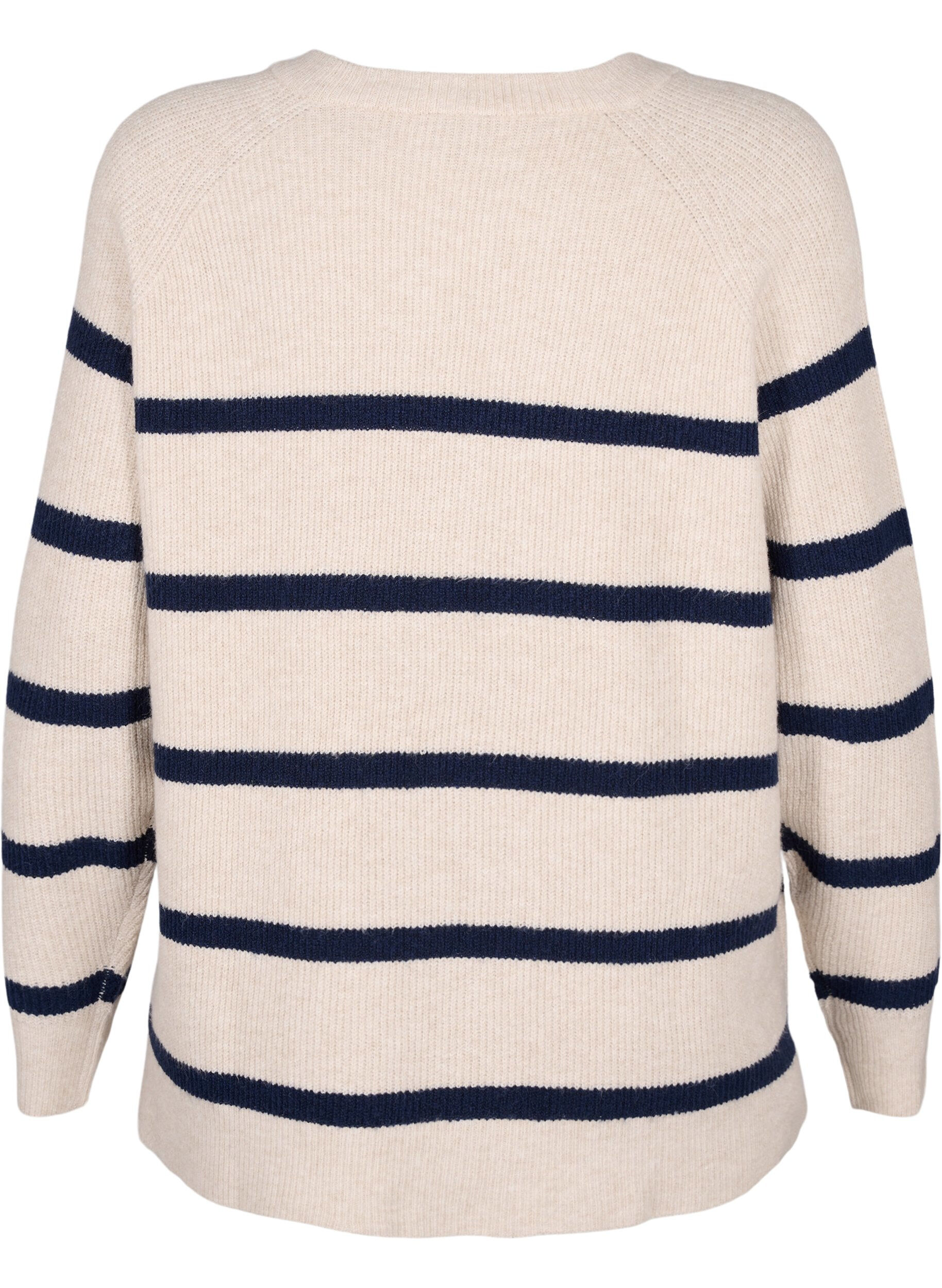 Zizzi Sweter o splocie prazkowanym w paski, P.Stone/Navy.B.Mel., Packshot image number 1