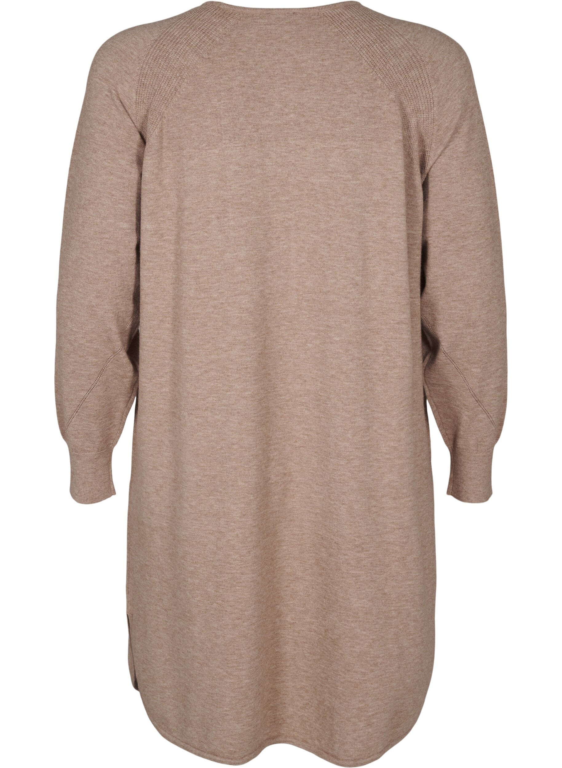 Zizzi Dzianinowa sukienka z okraglym dekoltem i dzianinowym wzorem, Fossil Mel., Packshot image number 1