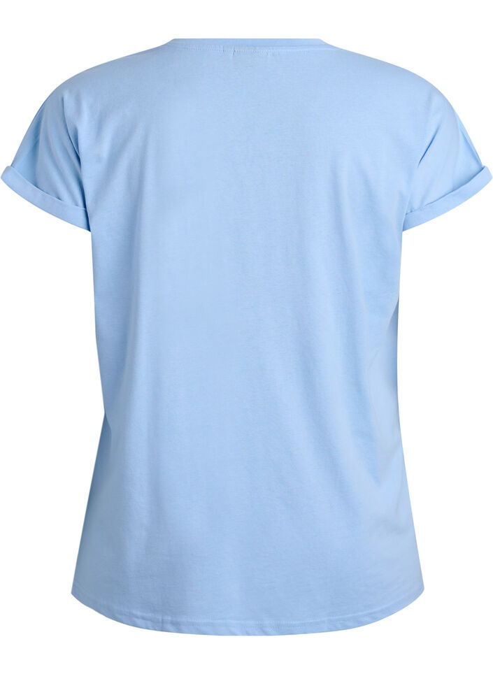 T-shirt z kr&oacute;tkim rekawem w mieszance bawelny, Niebieskie, Packshot image number 1
