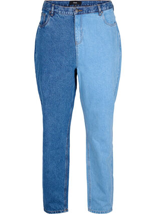 Dwukolorowe jeansy Mille typu mom fit, Lt. B. Comb, Packshot image number 0