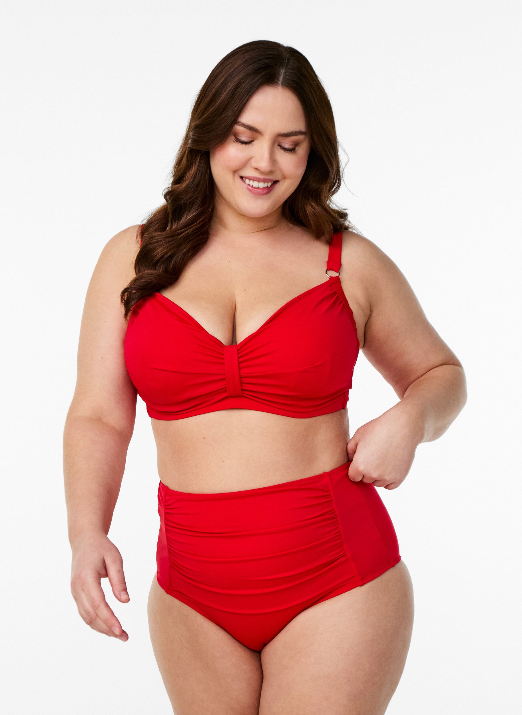 ZizziD&oacute;l bikini z wysoka talia, Czerwony, Model image number 0