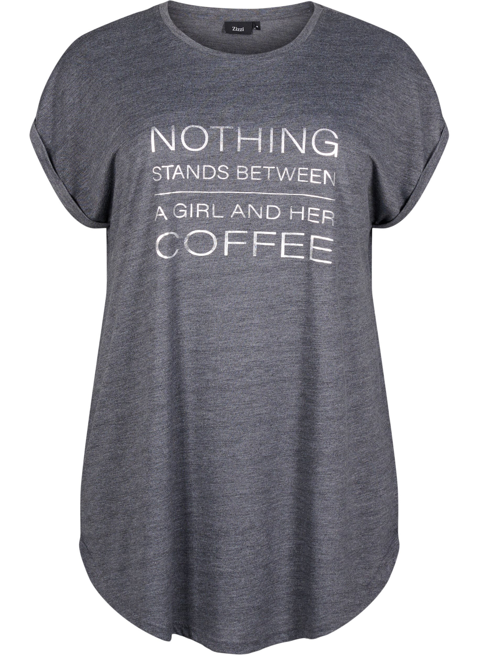 Koszula nocna z kr&oacute;tkim rekawem i nadrukiem tekstowym