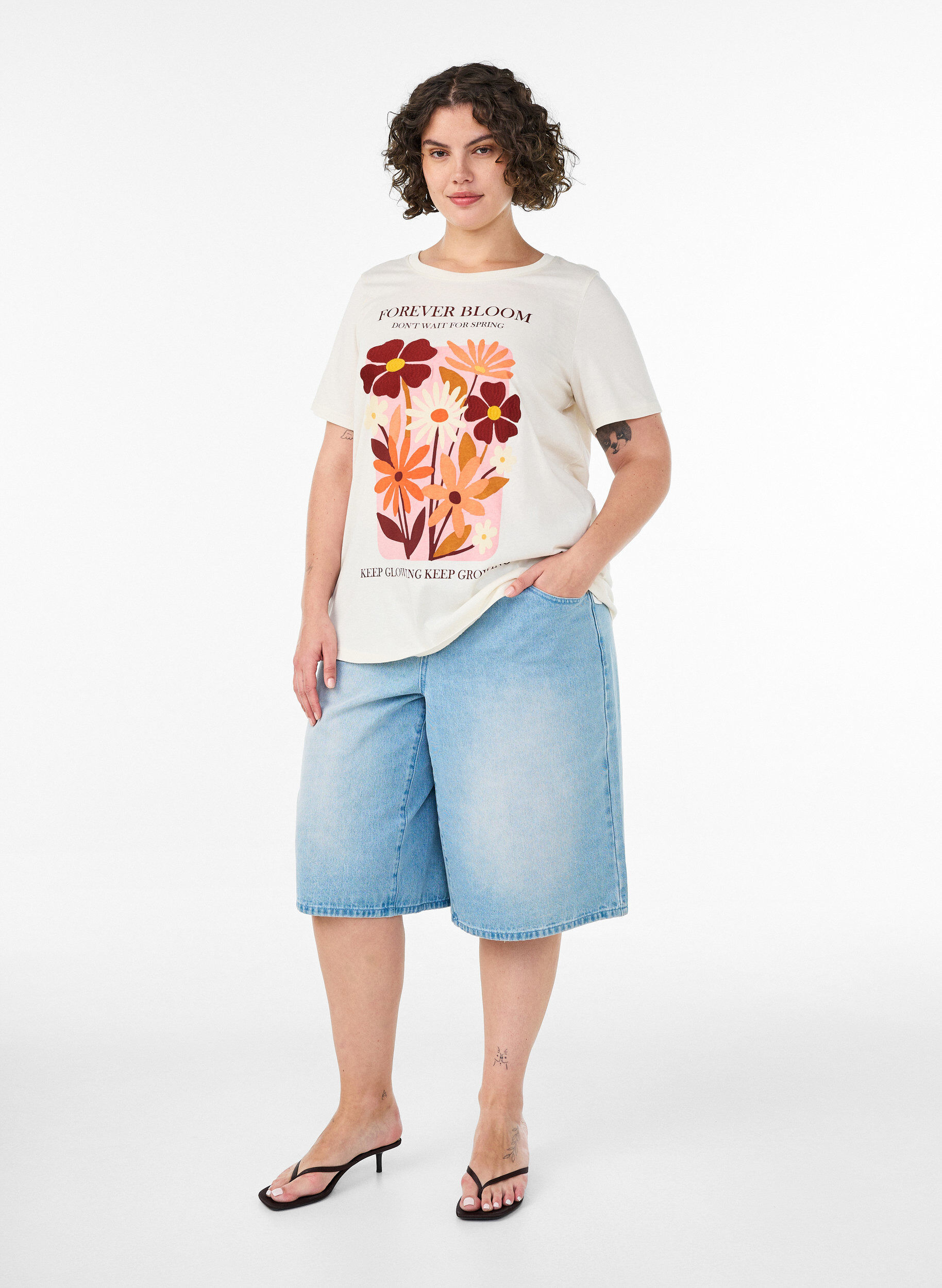 ZizziBawelniana koszulka z nadrukiem, Biały, Model image number 1