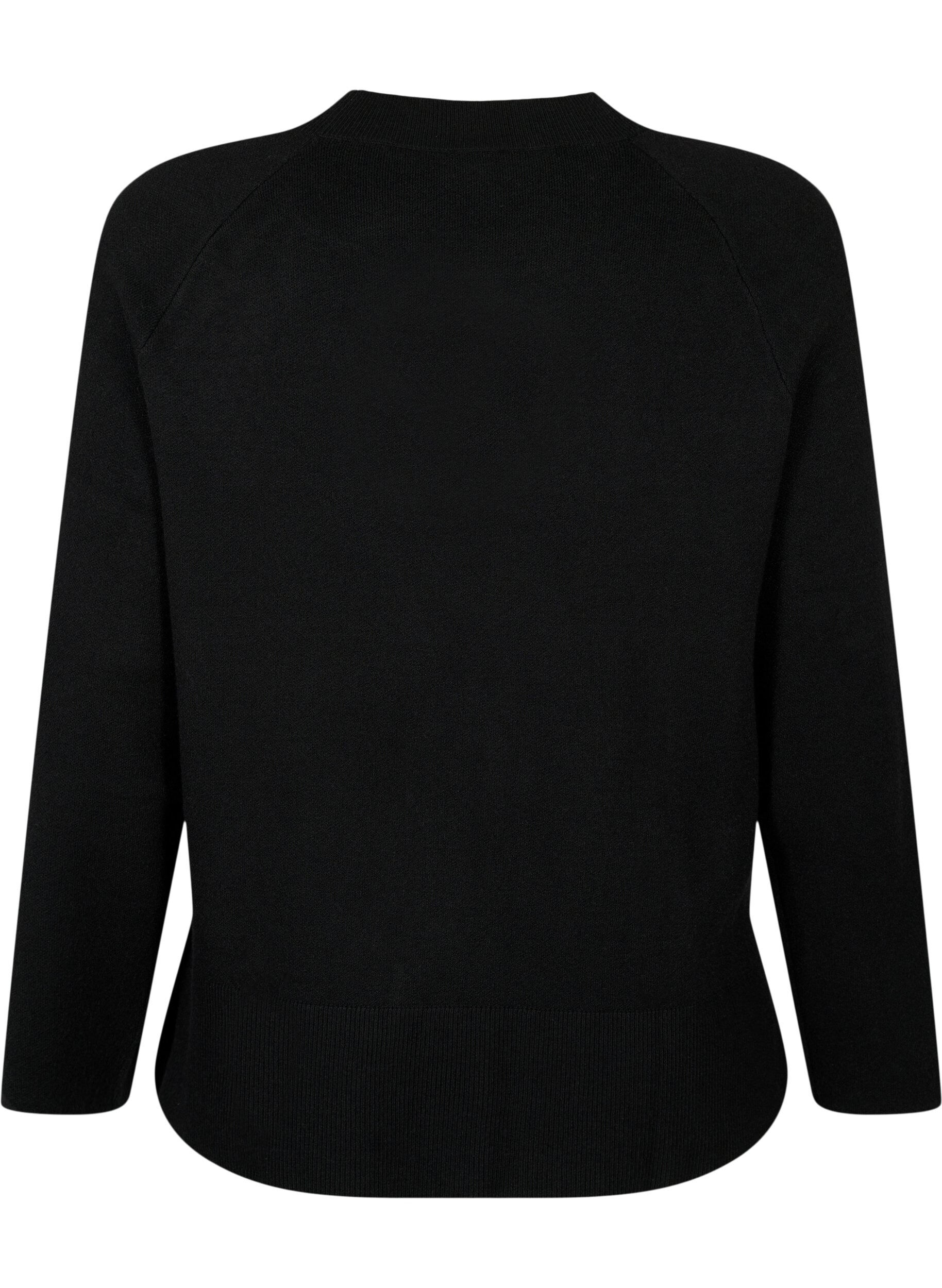 Zizzi Sweter z mieszanki wiskozy z rozcieciem z boku, Black, Packshot image number 1