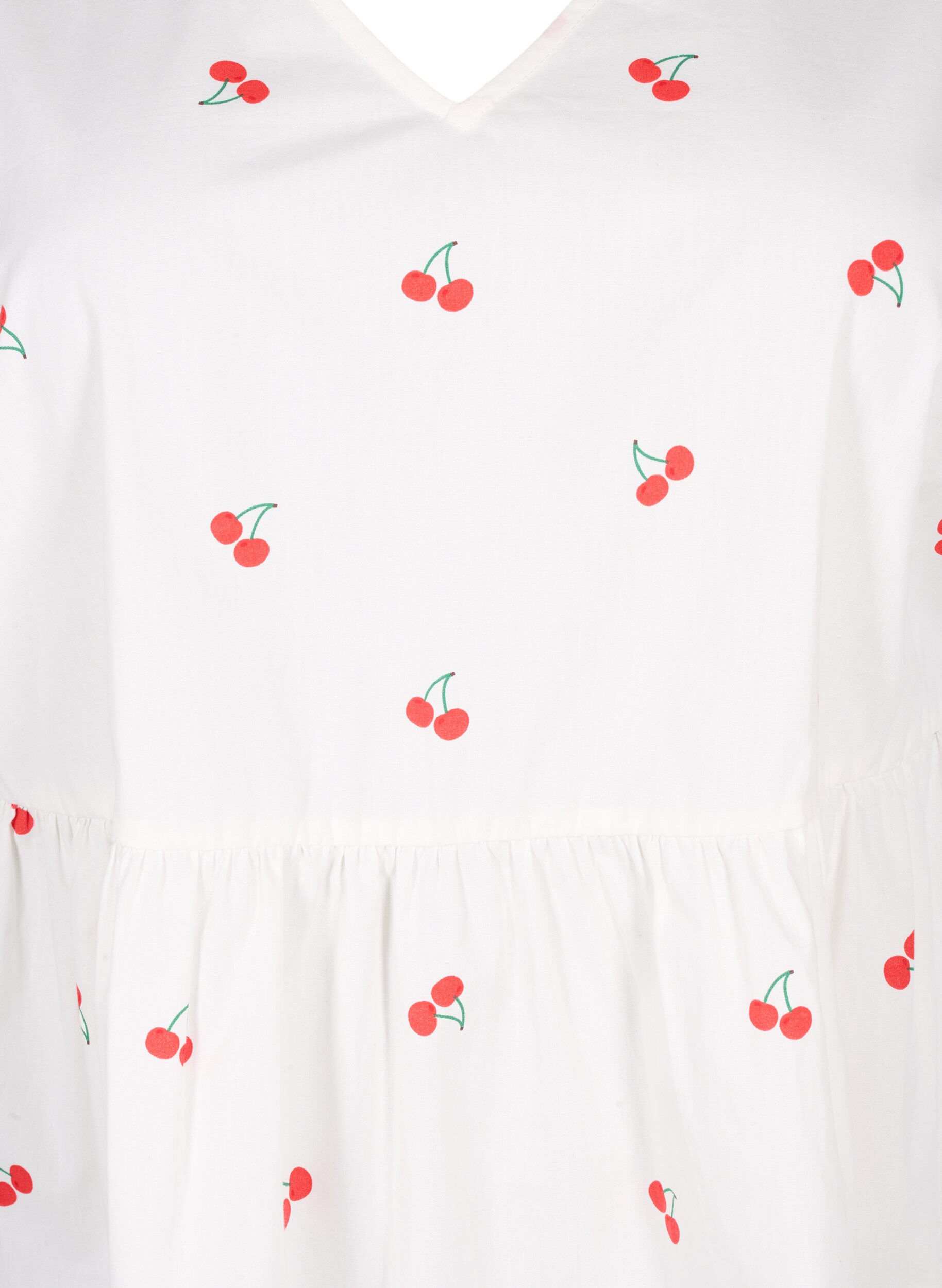 Zizzi Trapezowa sukienka z wisniowym nadrukiem, B. White/Cherry, Packshot image number 2