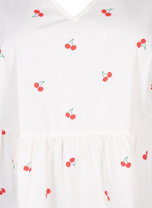 Trapezowa sukienka z wisniowym nadrukiem, B. White/Cherry, Packshot image number 2