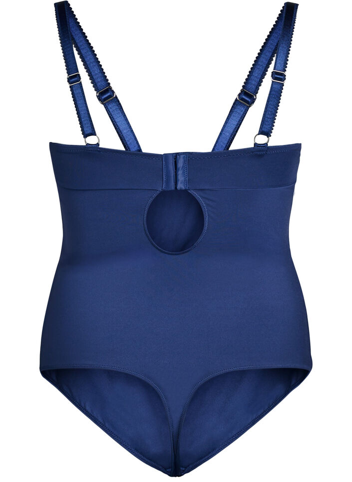 Bodystocking z fiszbinami i koronka, Niebieskie, Packshot image number 1