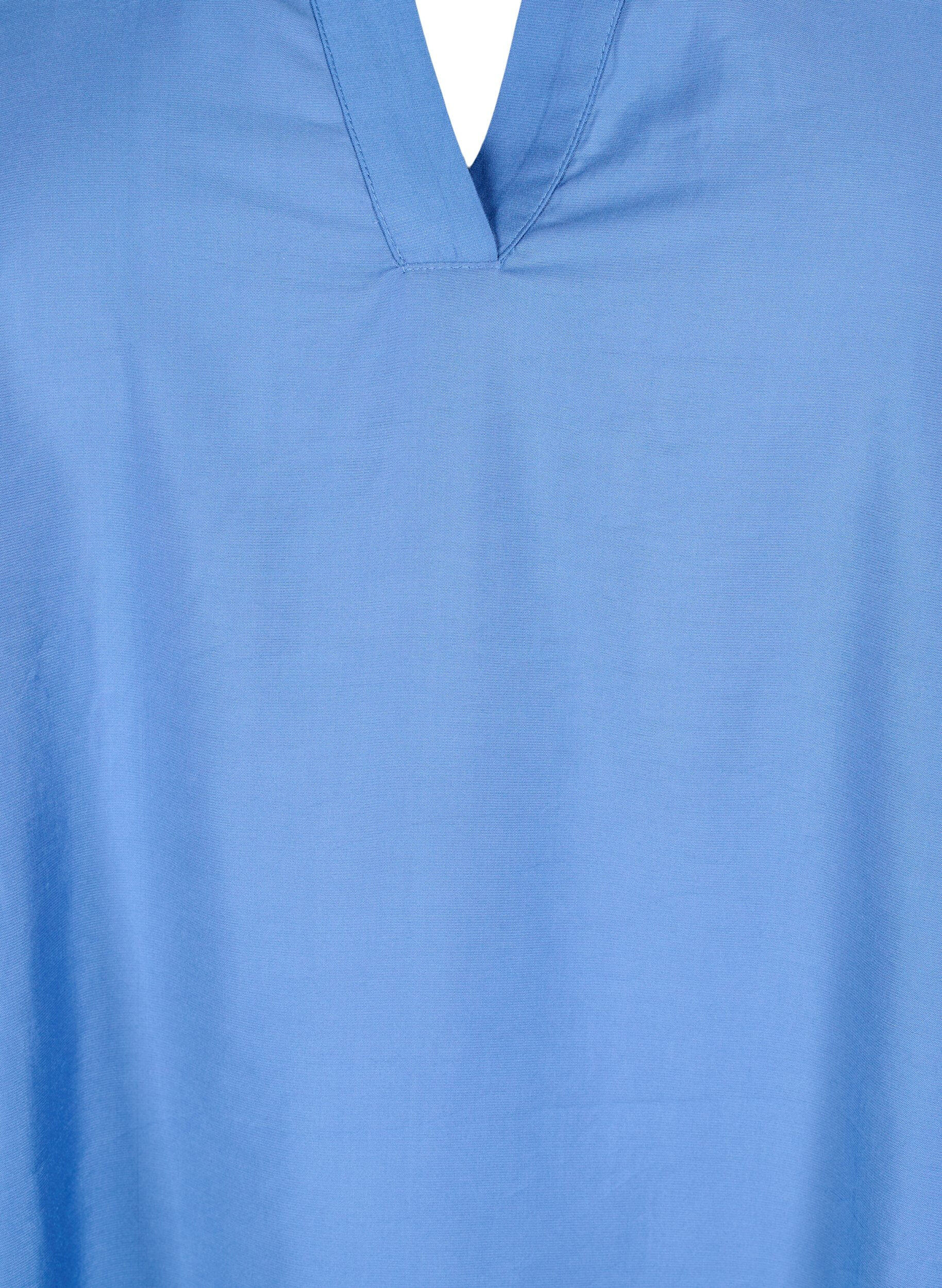 Zizzi Wiskozowa tunika z dekoltem w szpic i kolnierzykiem, Riverside, Packshot image number 2