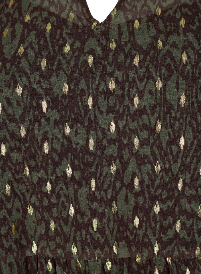 Tunika z nadrukiem i lureksem, Green Ethnic AOP, Packshot image number 2