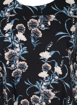 Short-sleeved, printed cotton dress, Black Flower, Packshot image number 2