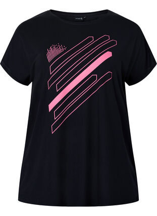 Koszulka treningowa z krótkim rekawem i nadrukiem, Black/Pink Print, Packshot image number 0