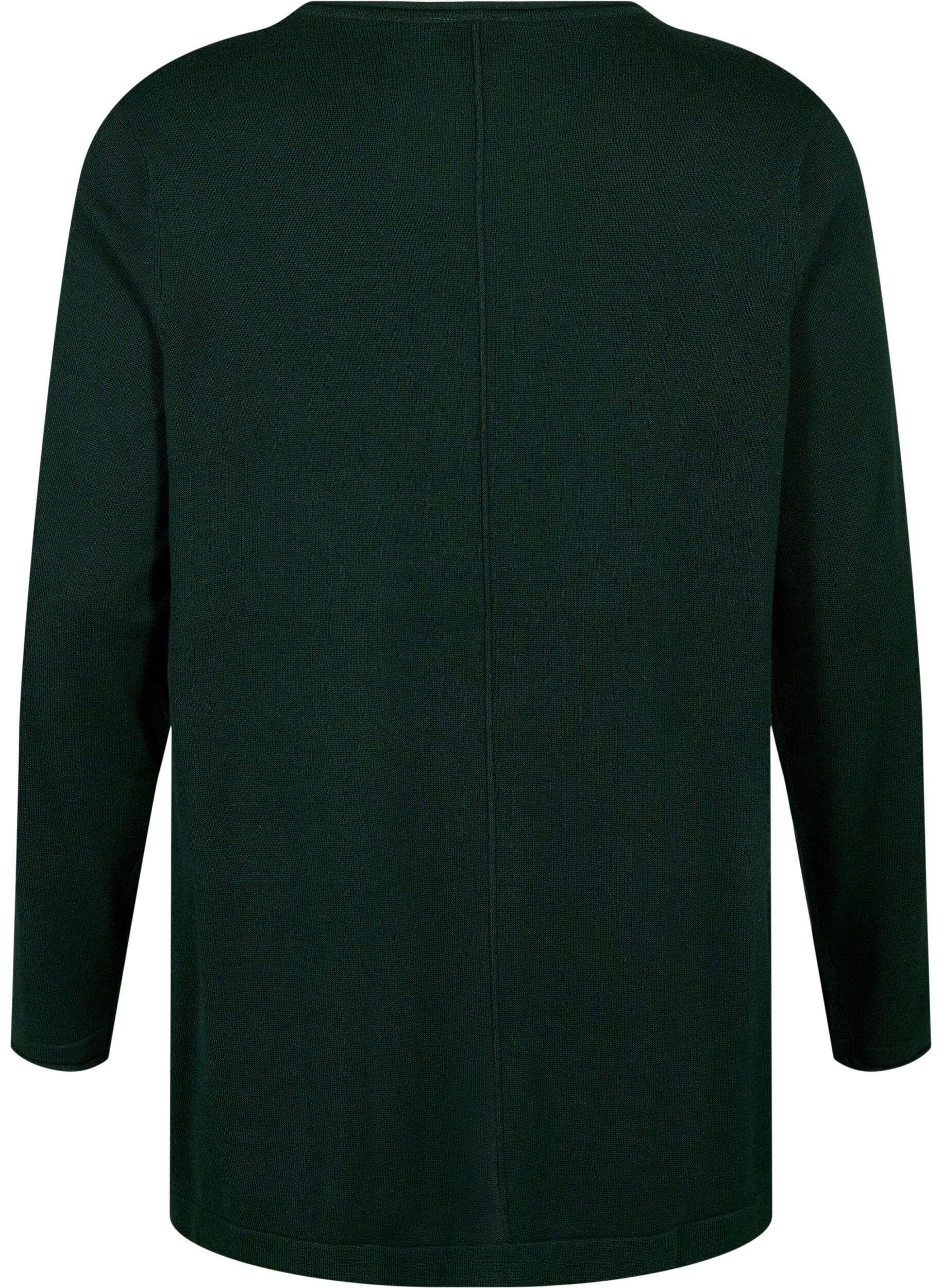 Zizzi Dzianinowa bluzka z mieszanki bawelny i wiskozy, Zielony, Packshot image number 1