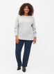 Melange knit sweater with pearl buttons, Light Grey Melange, Model image number 3