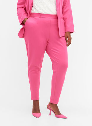 Spodnie nad kostke z kieszeniami, Shocking Pink, Model image number 2