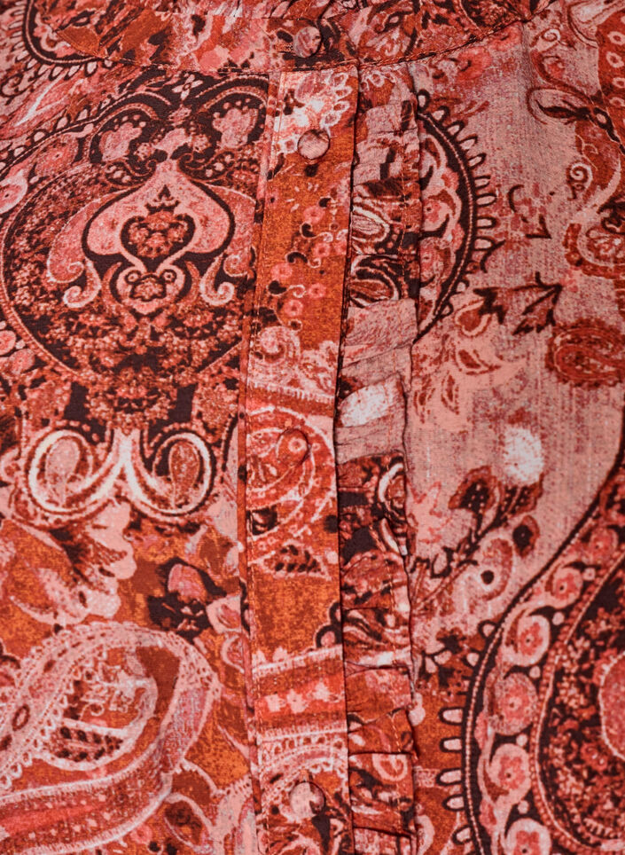 Wiskozowa bluzka we wz&oacute;r paisley i z falbankami, Pomarańczowy, Packshot image number 2