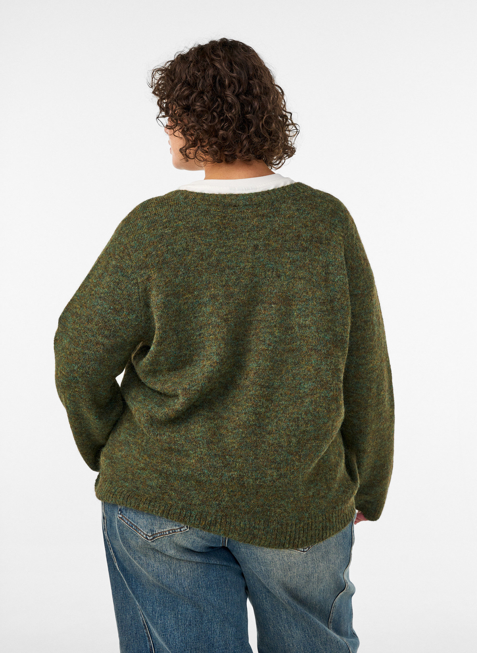 ZizziLuzny sweter z okraglym dekoltem, Zielony, Model image number 2