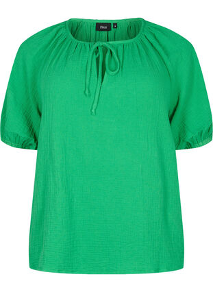 Bawelniana bluzka z rekawami 1/2, Bright Green, Packshot image number 0