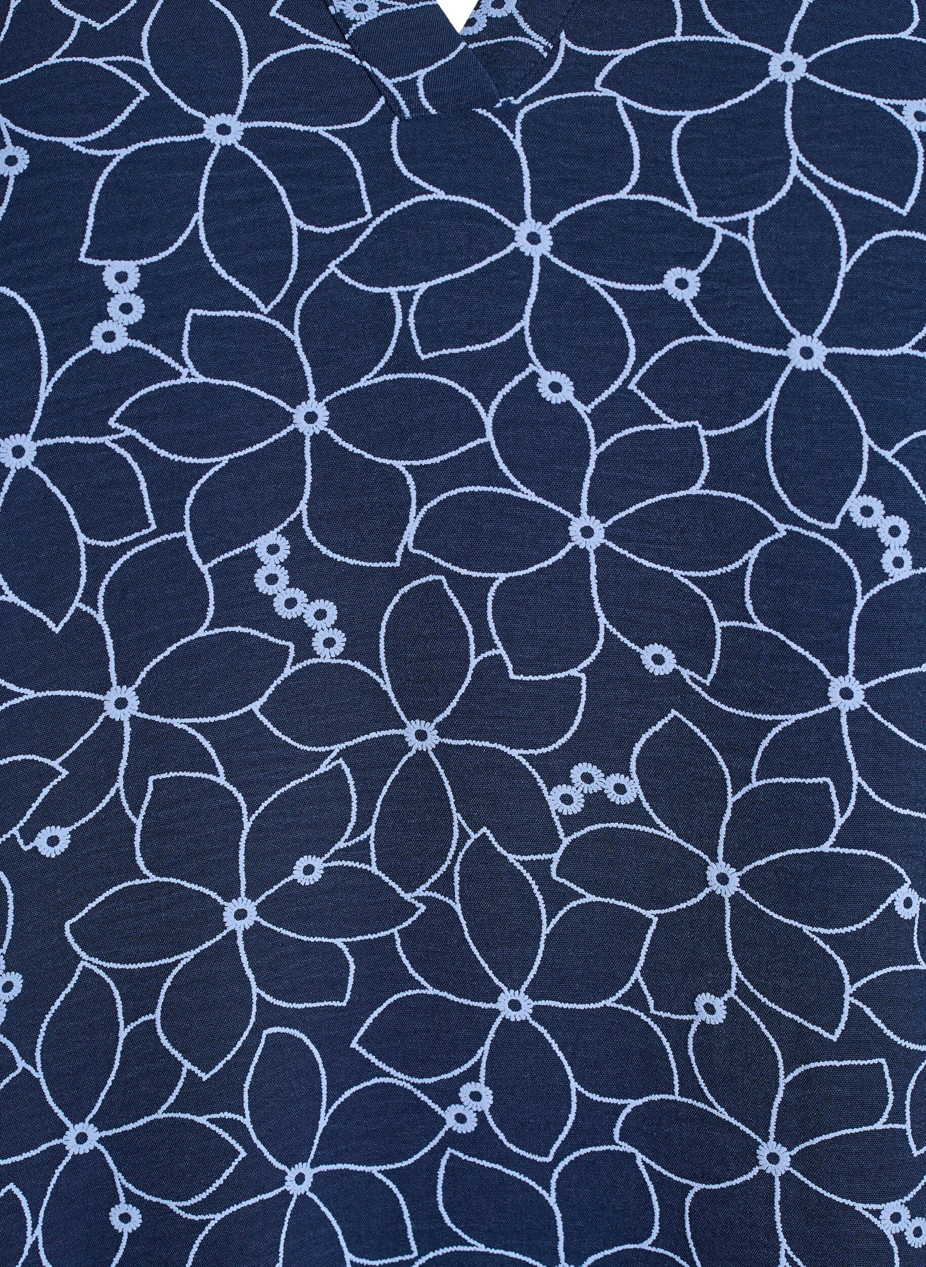 Zizzi Bluzka z dlugim rekawem i kwiatowym haftem, Niebieskie, Packshot image number 2