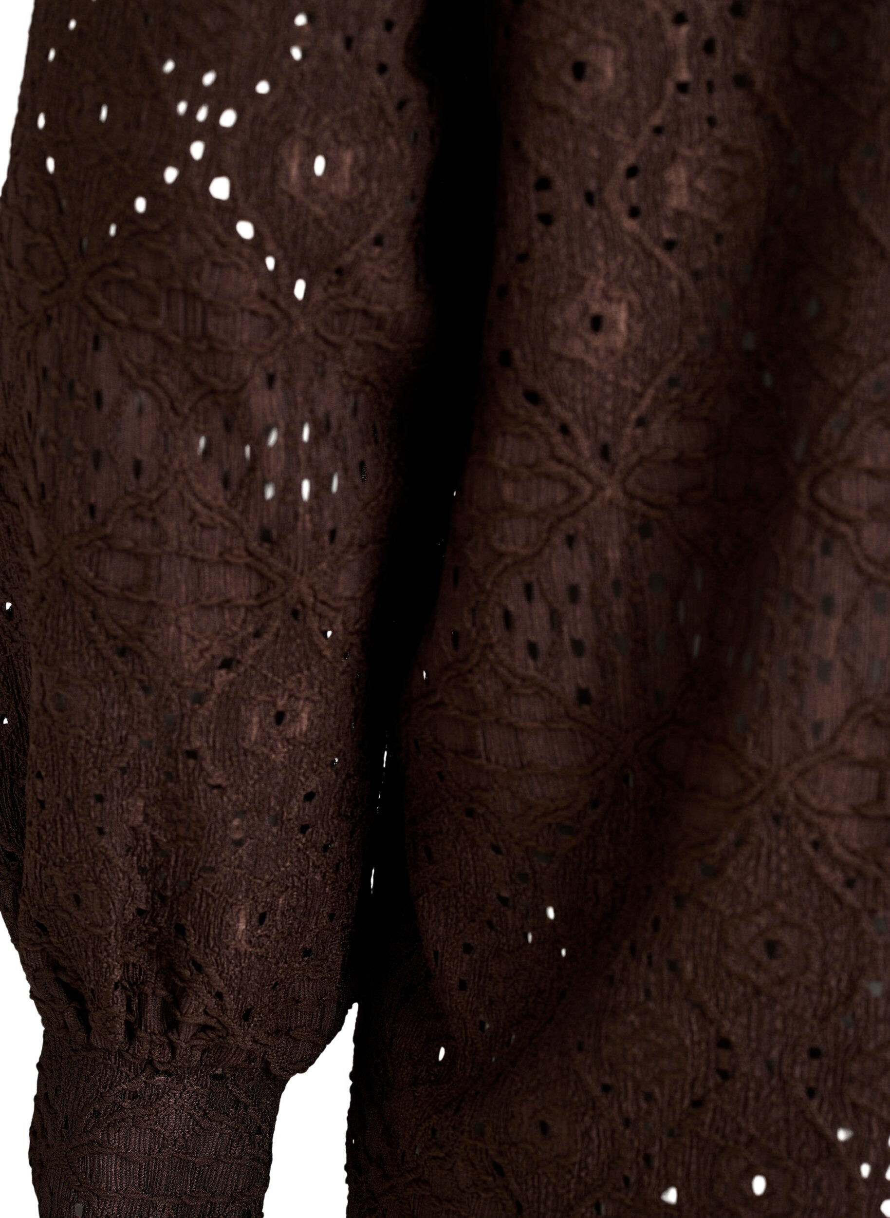 Zizzi Bluzka z dlugim rekawem z haftem azurowym, Brązowy, Packshot image number 3