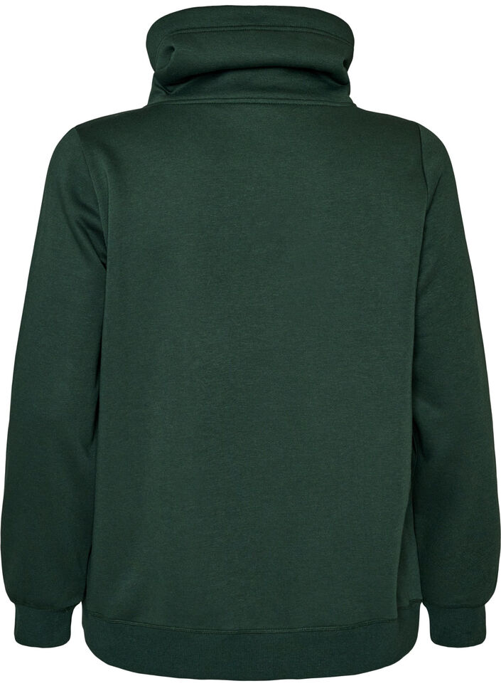 Bluza z wysokim kolnierzem i kieszeniami, Zielony, Packshot image number 1