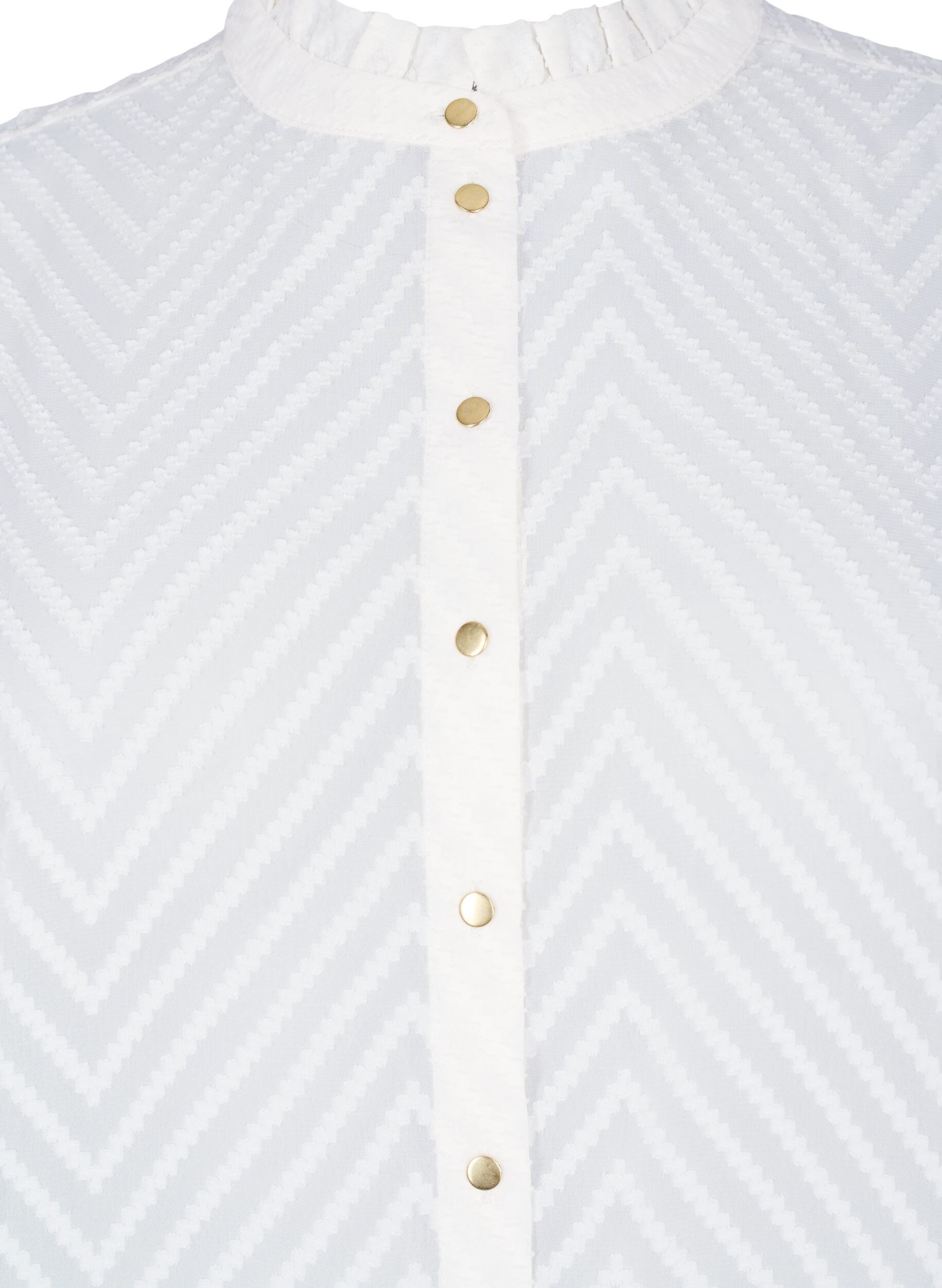 Zizzi Bluzka koszulowa z marszczeniami i wzorzysta faktura, Snow White, Packshot image number 2