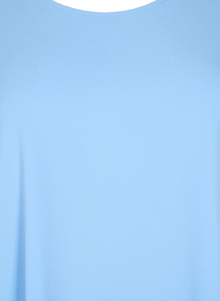 Bluzka z kr&oacute;tkim rekawem i okraglym dekoltem, Niebieskie, Packshot image number 2