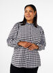 Bluzka koszulowa w krate z falbankami, Black/W. Gingham, Model image number 0