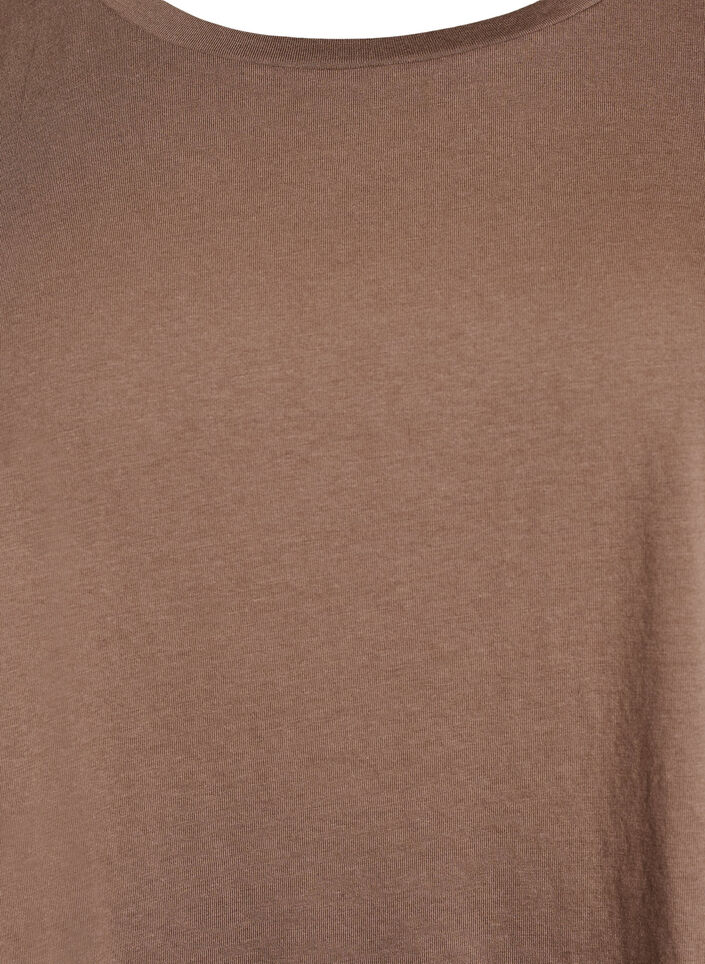 T-shirt z kr&oacute;tkim rekawem z mieszanki bawelny, Brązowy, Packshot image number 2