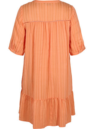 Sukienka z wiskozy w paski z koronkowymi wstazkami, Nectarine, Packshot image number 1