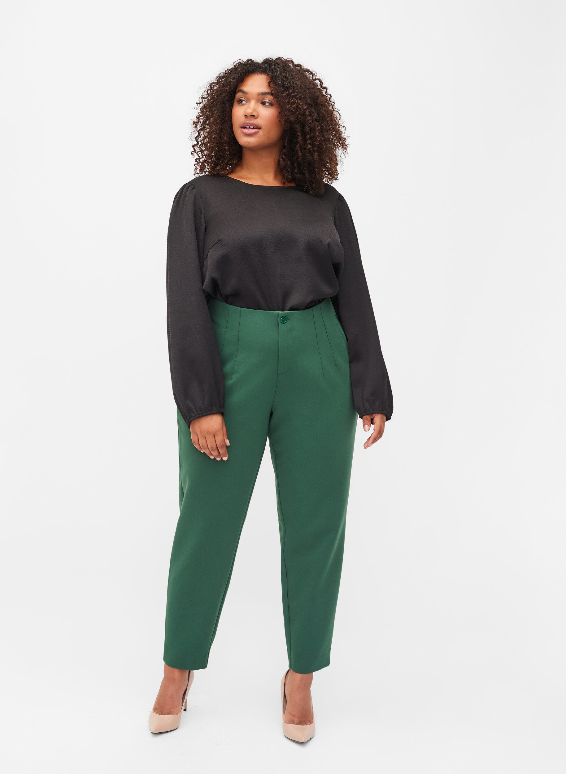 Zizzi Bluzka z dlugim rekawem i okraglym dekoltem, Black, Model image number 3