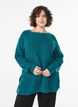 Sweter z dzianiny z ukosnym wzorem i rekawami raglanowymi, Zielony, Model image number 0