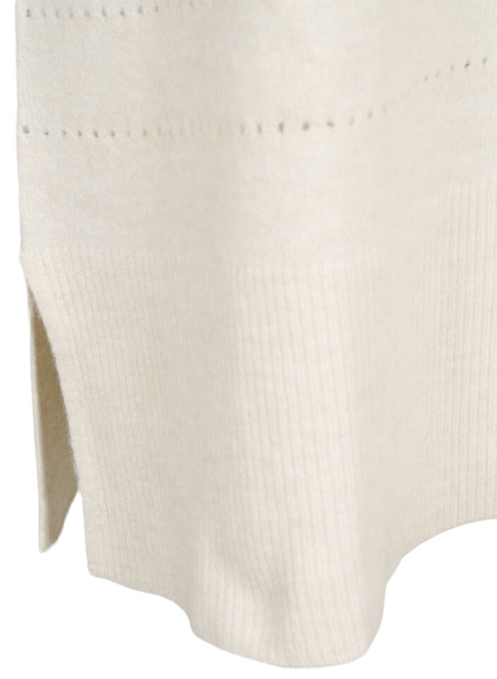 Dzianinowa sukienka z rozcieciami i koronkowym wzorem, Birch Mel., Packshot image number 3