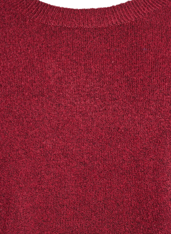 Dluga bluzka dzianinowa z guziki w ksztalcie kuli, Ciemnobordowy, Packshot image number 2