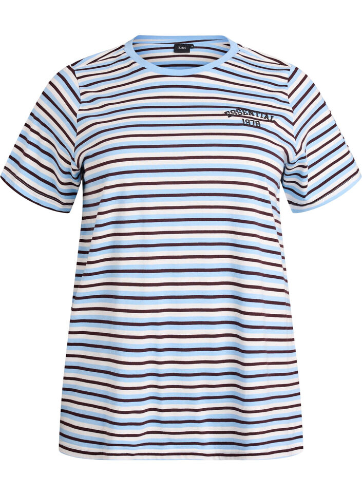 Bawelniana T-shirt w paski, Niebieskie, Packshot