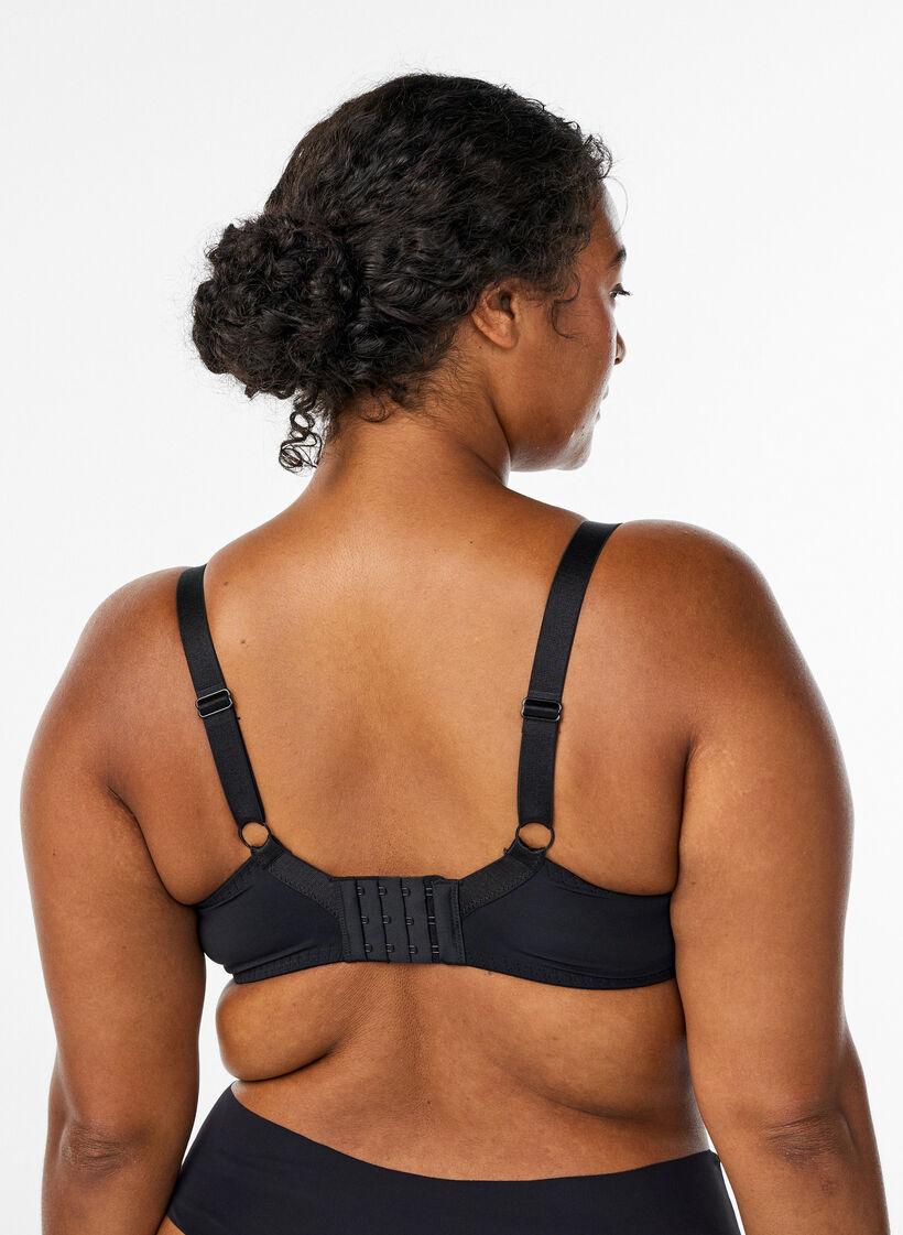 Usztywniany koronkowy biustonosz z fiszbinami, Czarne, Model image number 2