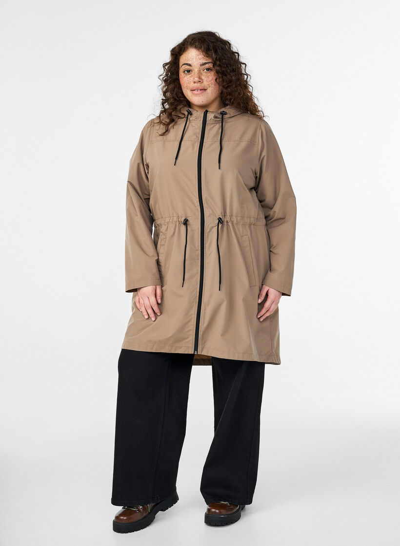 Lekka kurtka z kapturem, Brązowy, Model image number 1
