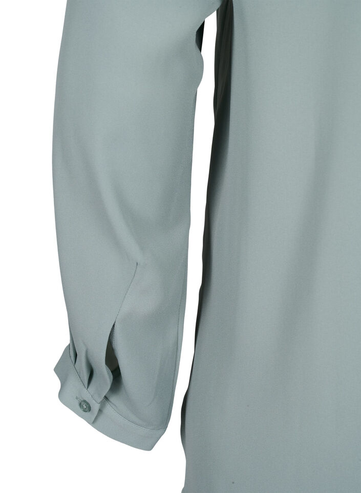 Jednokolorowa koszula z dekoltem w szpic, Chinois Green, Packshot image number 4