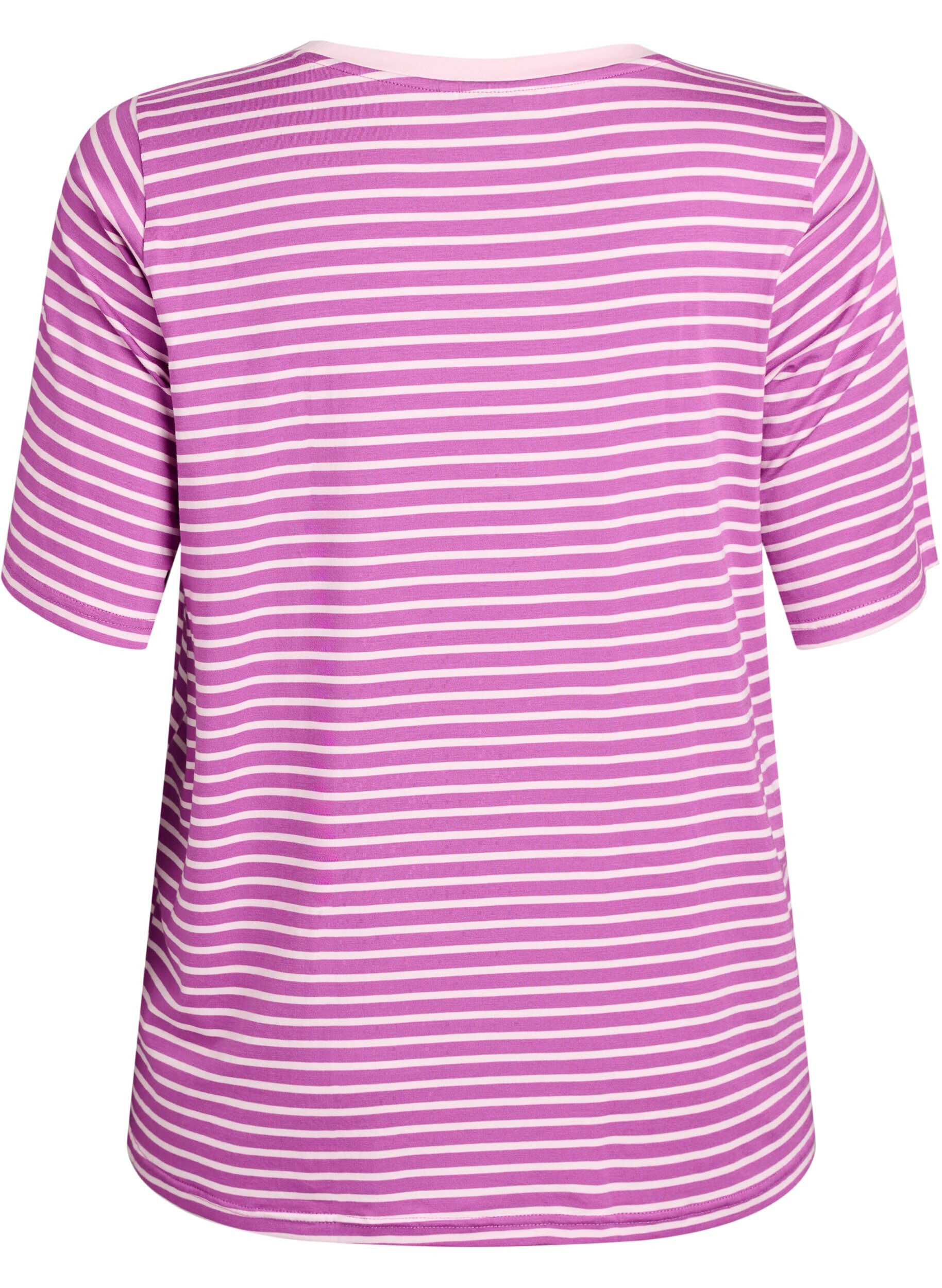 ZizziKoszulka z TENCEL&trade; Lyocell i paskami, Fioletowy, Packshot image number 1