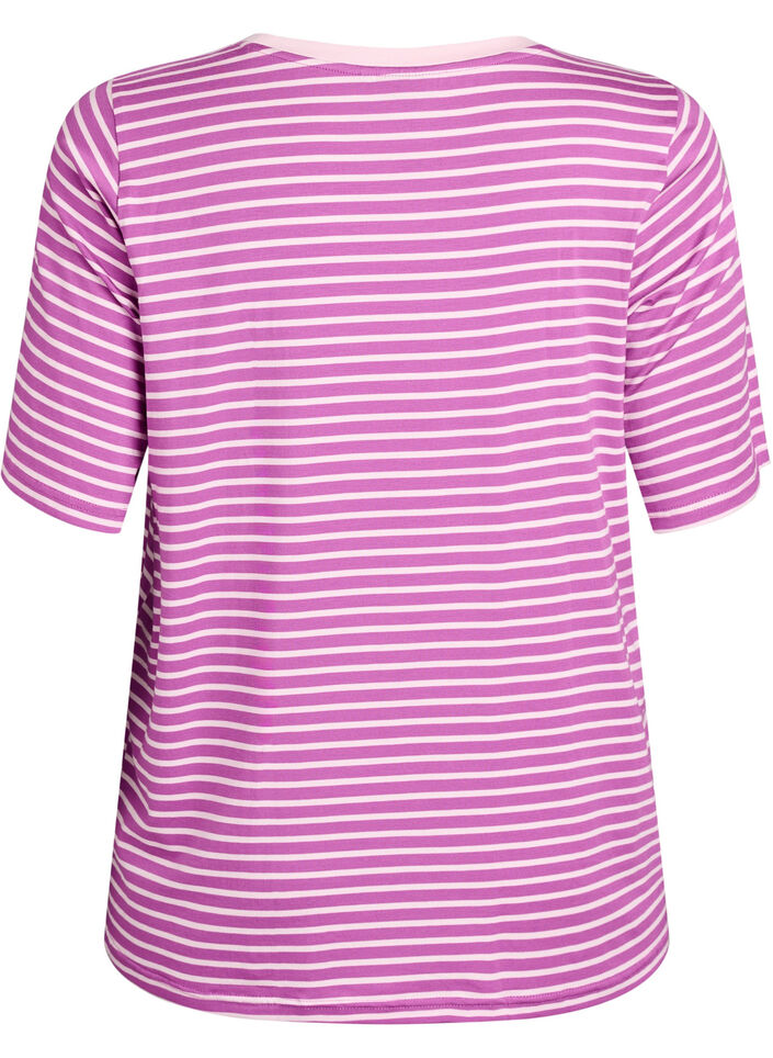 Koszulka z TENCEL&trade; Lyocell i paskami, Fioletowy, Packshot image number 1