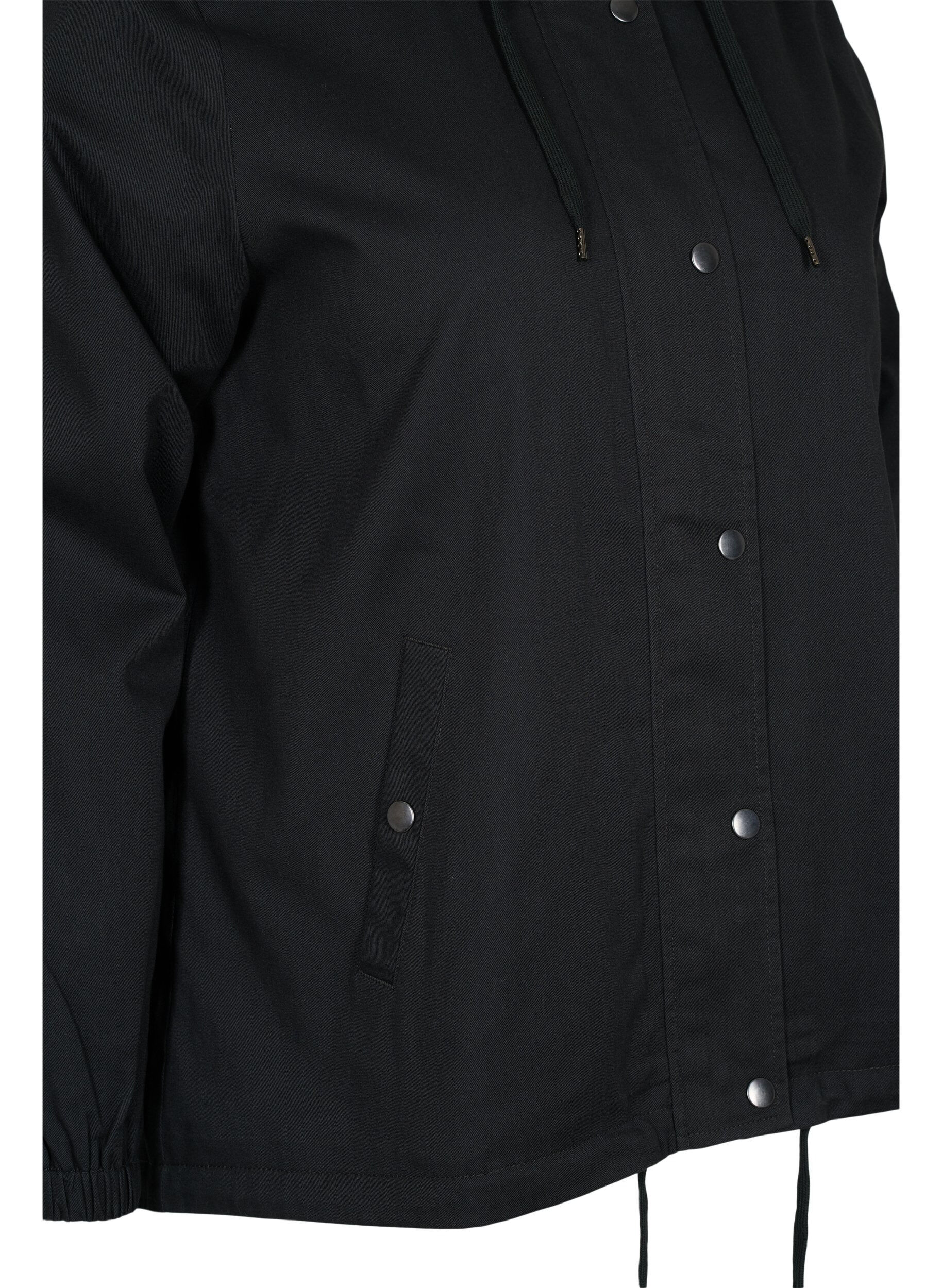 Zizzi Parka jacket with hood and welt pockets, Black, Packshot image number 3