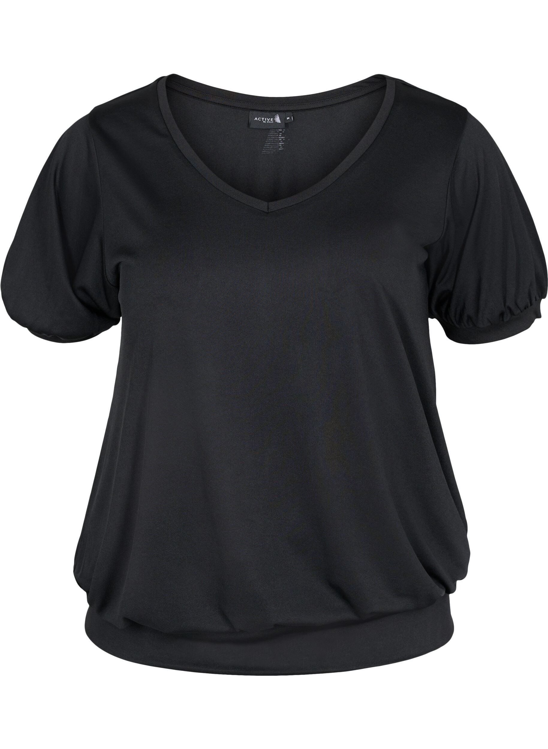 Zizzi Short-sleeved exercise top, Black, Packshot image number 0