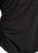 Bluzka z krótkim rekawem, z marszczeniami i asymetrycznym wycieciem na dole, Czarne, Packshot image number 3
