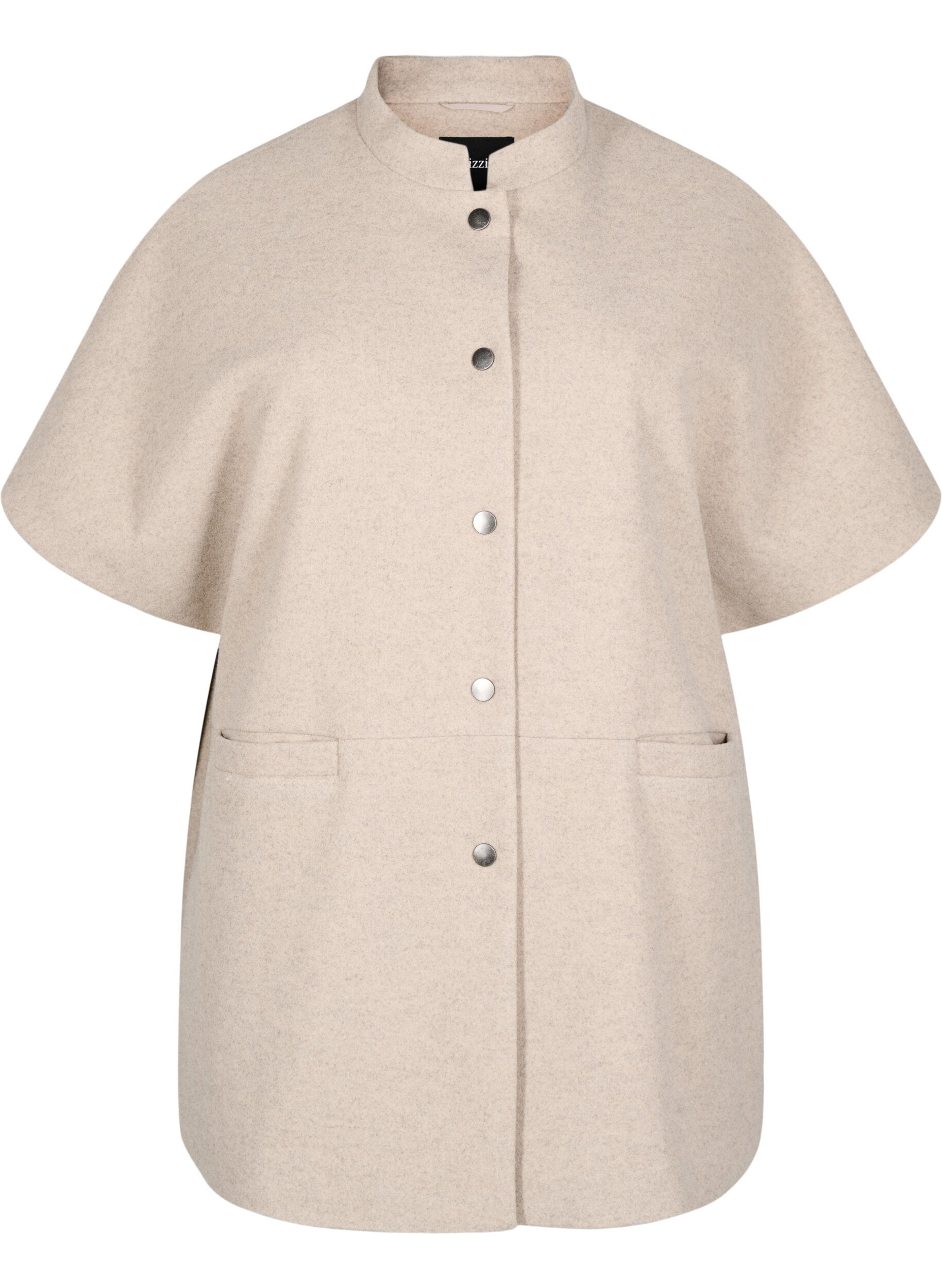 Zizzi Kurtka peleryna z welny z kr&oacute;tkimi rekawami, Simply Taupe Mel., Packshot image number 0