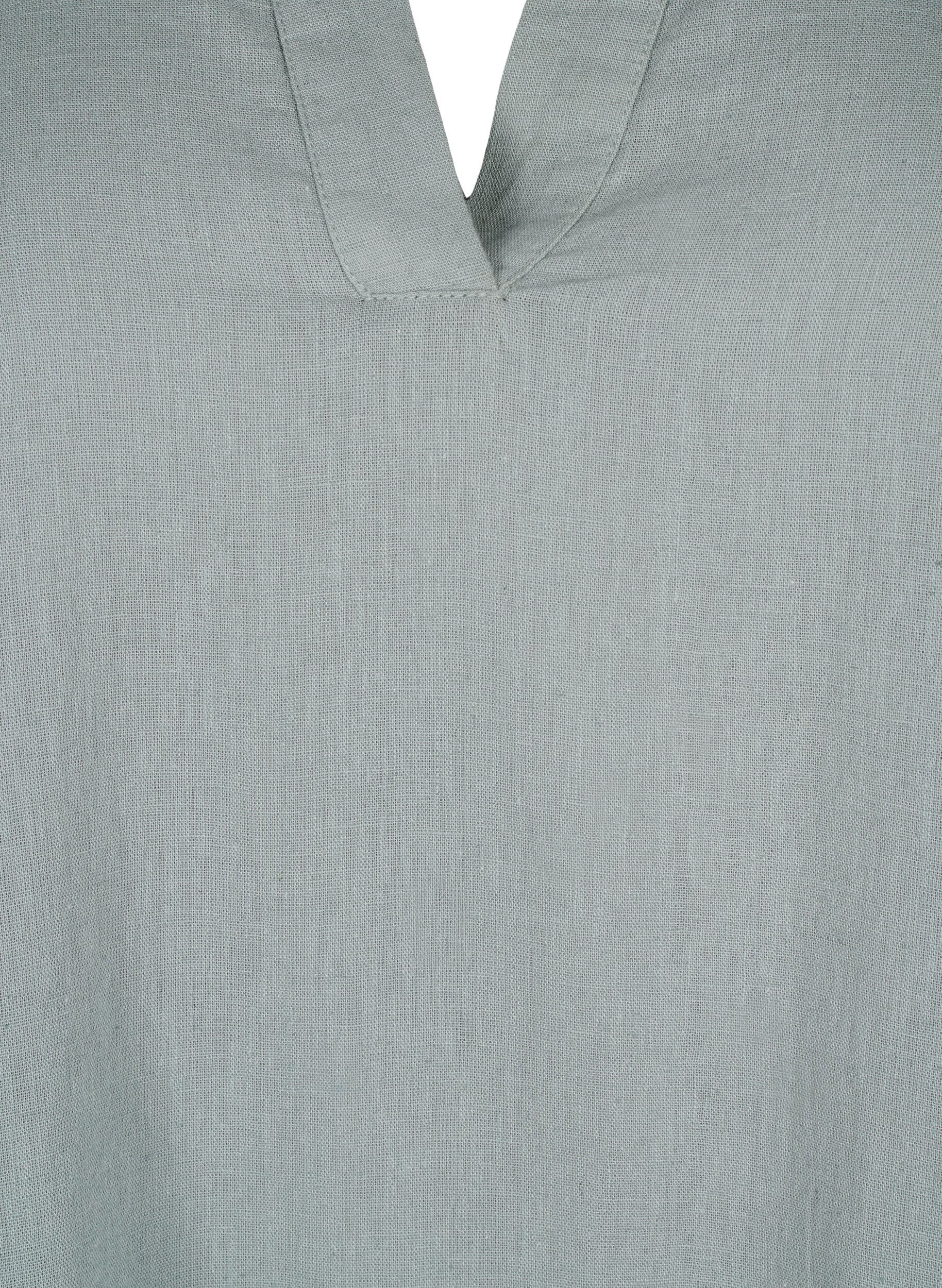 Zizzi Sukienka z dekoltem w szpic wykonana z bawelny i lnu, Chinois Green, Packshot image number 2