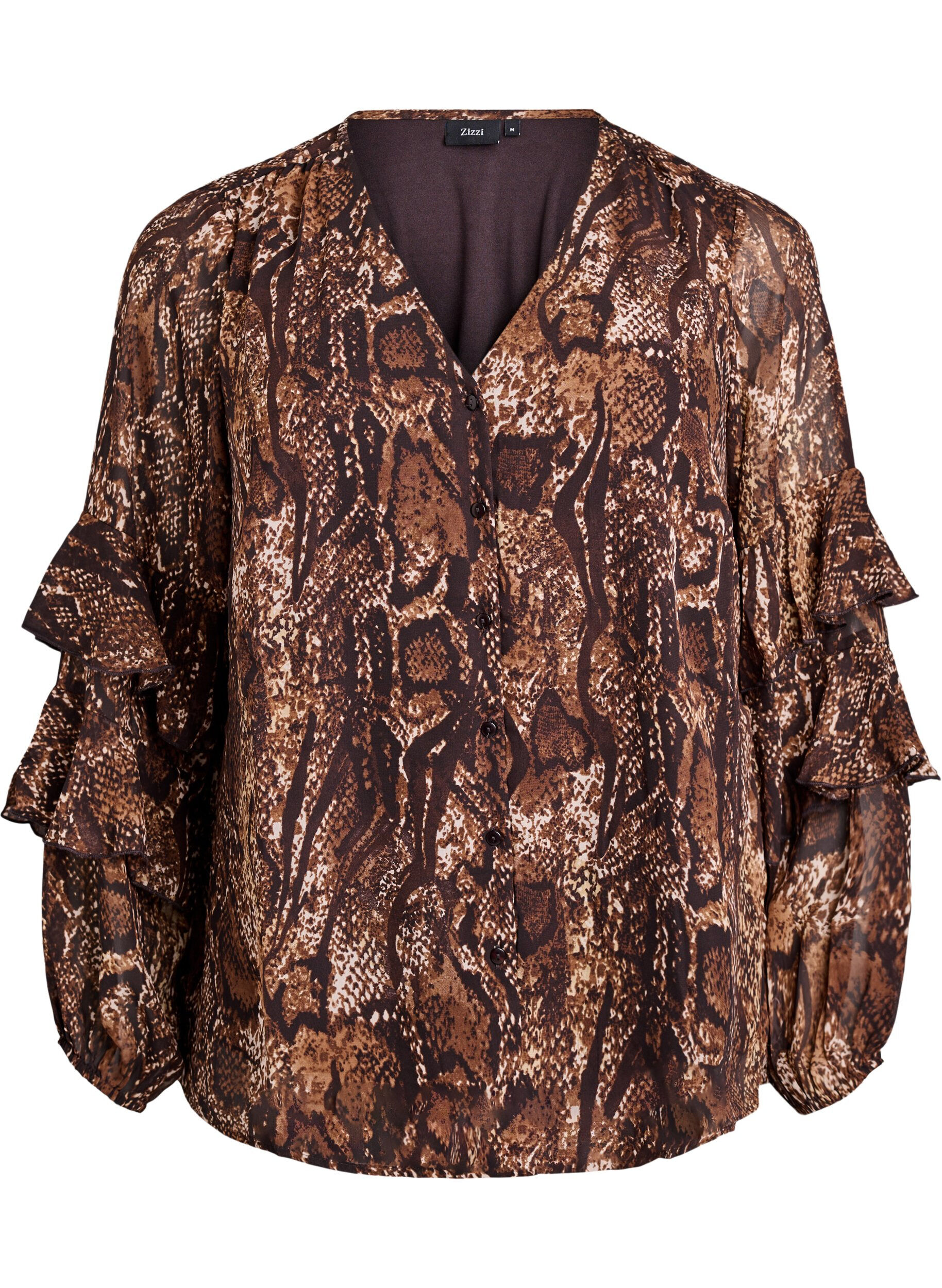 Bluzka ze zwierzecym nadrukiem z falbankami