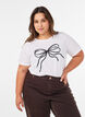 T-shirt z bawelny organicznej z ozdobnym motywem, Biały, Model image number 0