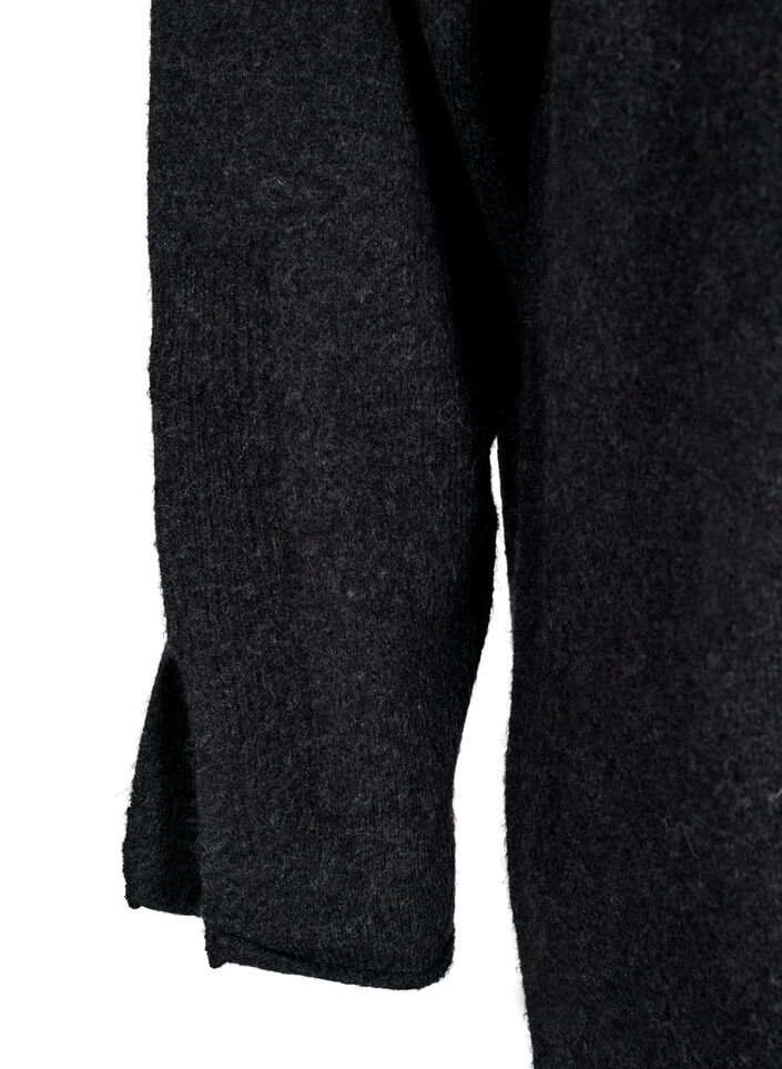 Sukienka dzianinowa z rozcieciami, Dark Grey Melange, Packshot image number 3