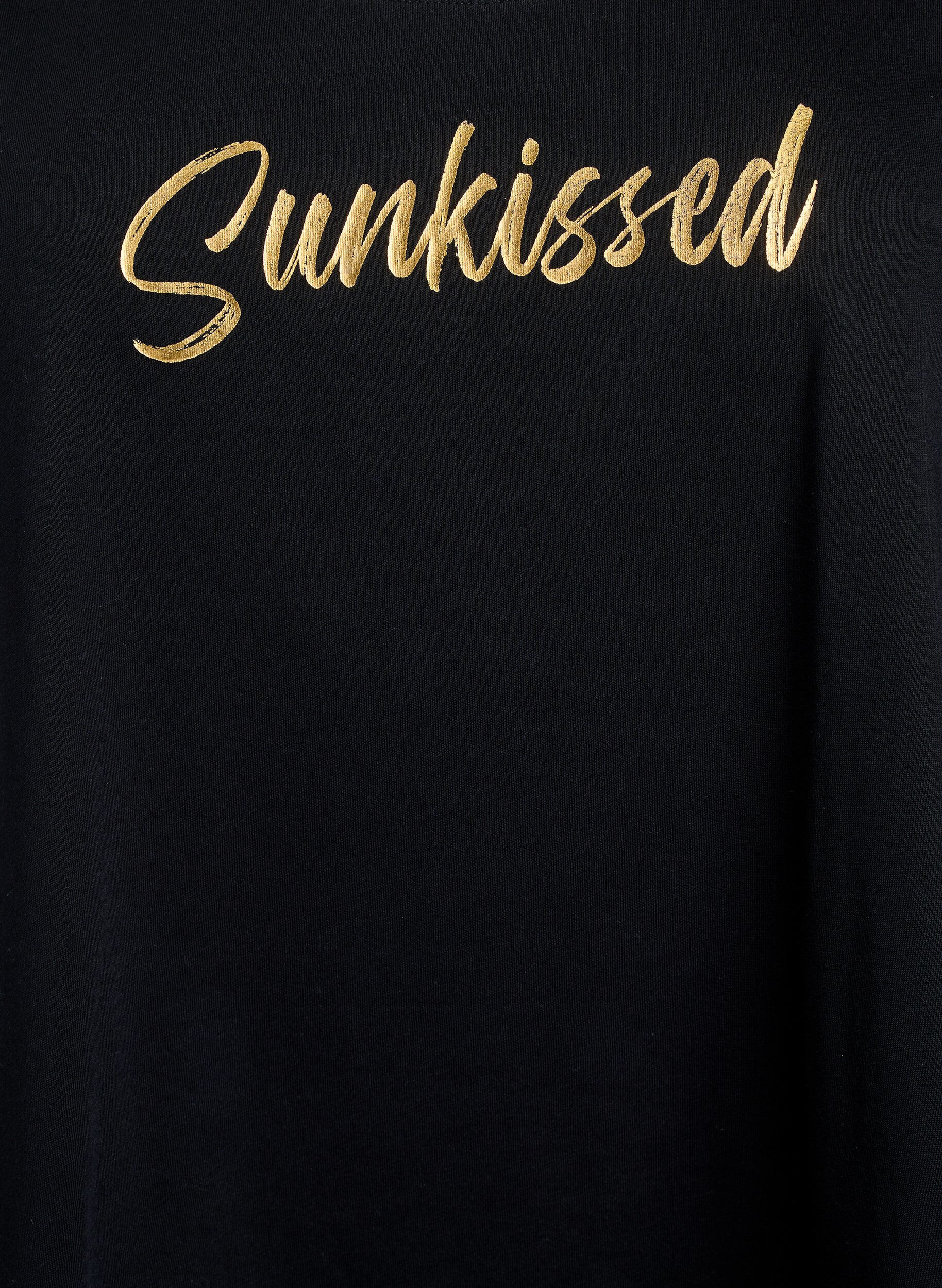 Zizzi Bawelniany top o&nbsp;rozszerzanym fasonie, Czarne, Packshot image number 2